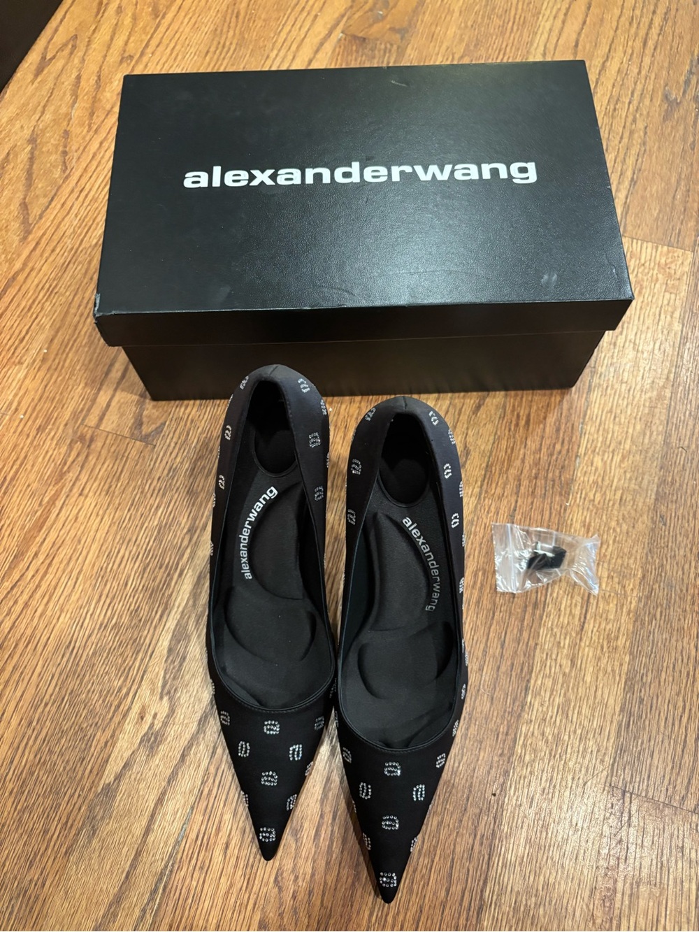 Alexander Wang Black Embellished Pointed Flats